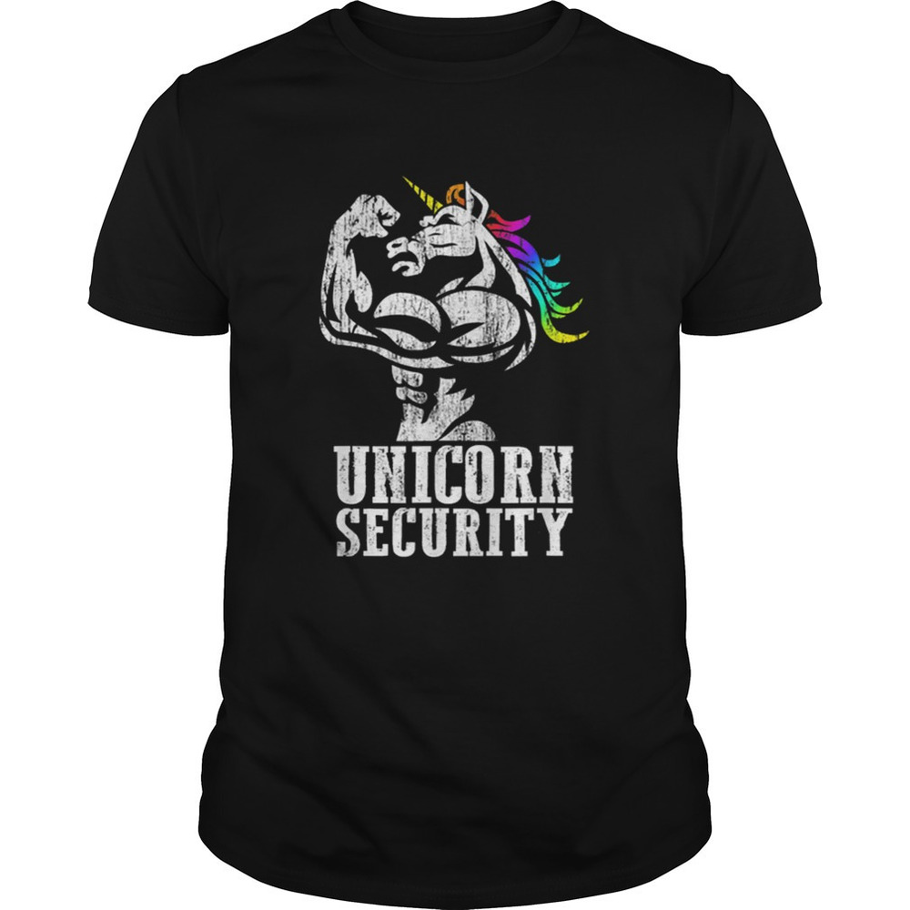 Top Unicorn Security Rainbow Muscle Manly Funny Christmas Gift Shirt